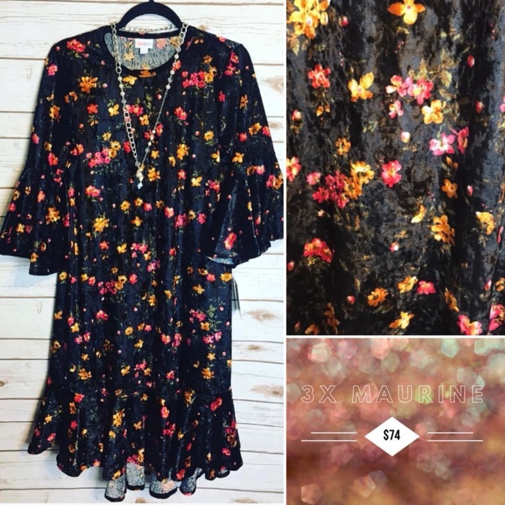 LulaRoe Maurine Dress 3x NWT floral velvet